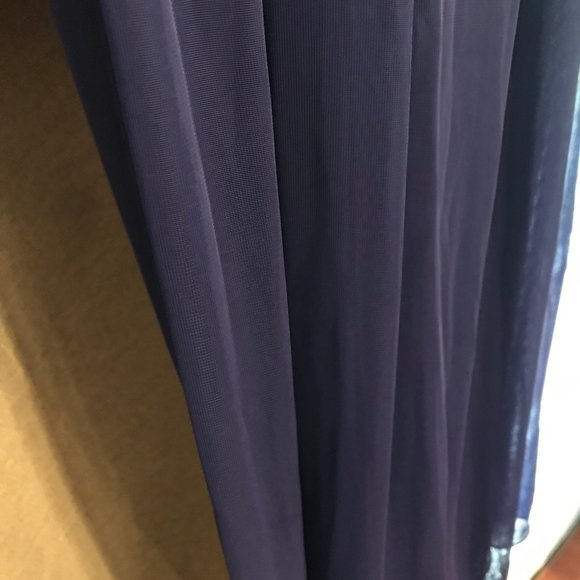 David's Bridal Long Mesh Dress- Cowl Bell Detail - Picture 4 of 4